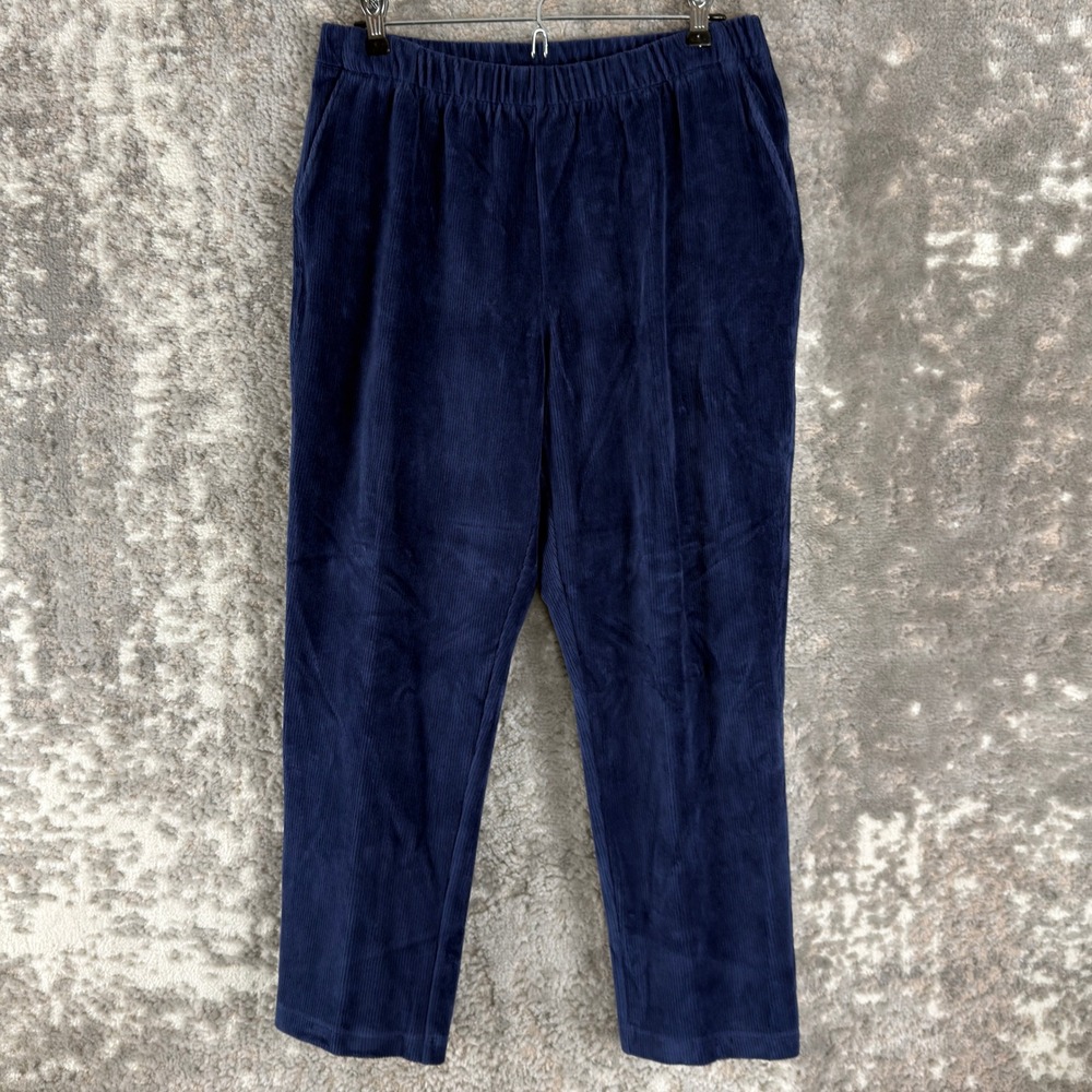 Lands' End Petites Size 10-12p Corduroy Elastic Waist Casual Pants Blue Women